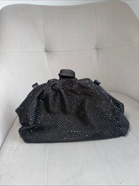 NWOT Black Sequin Evening Clutch Bag with Adjustable Strap